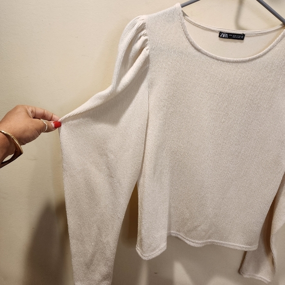 ZARA Cream Puff long sleeves Casual Top Size M - Picture 8 of 10